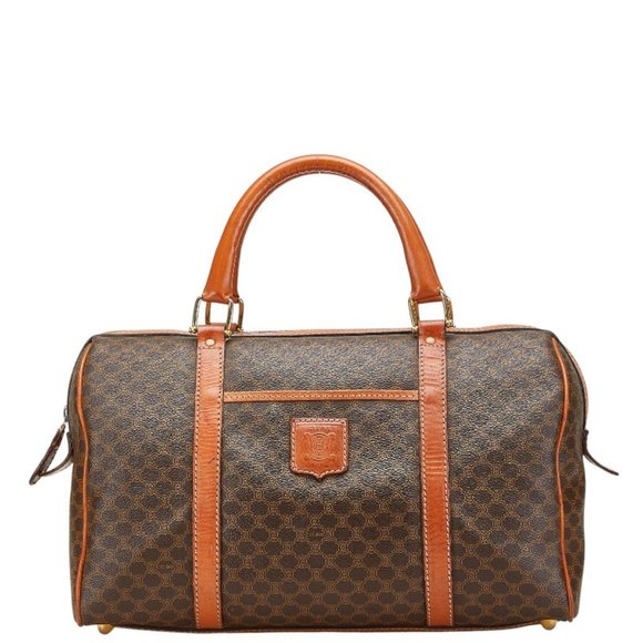 Celine Macadam Boston Bag, Brown PVC Leather Handbag, Women's, CELINE - Picture 1 of 14